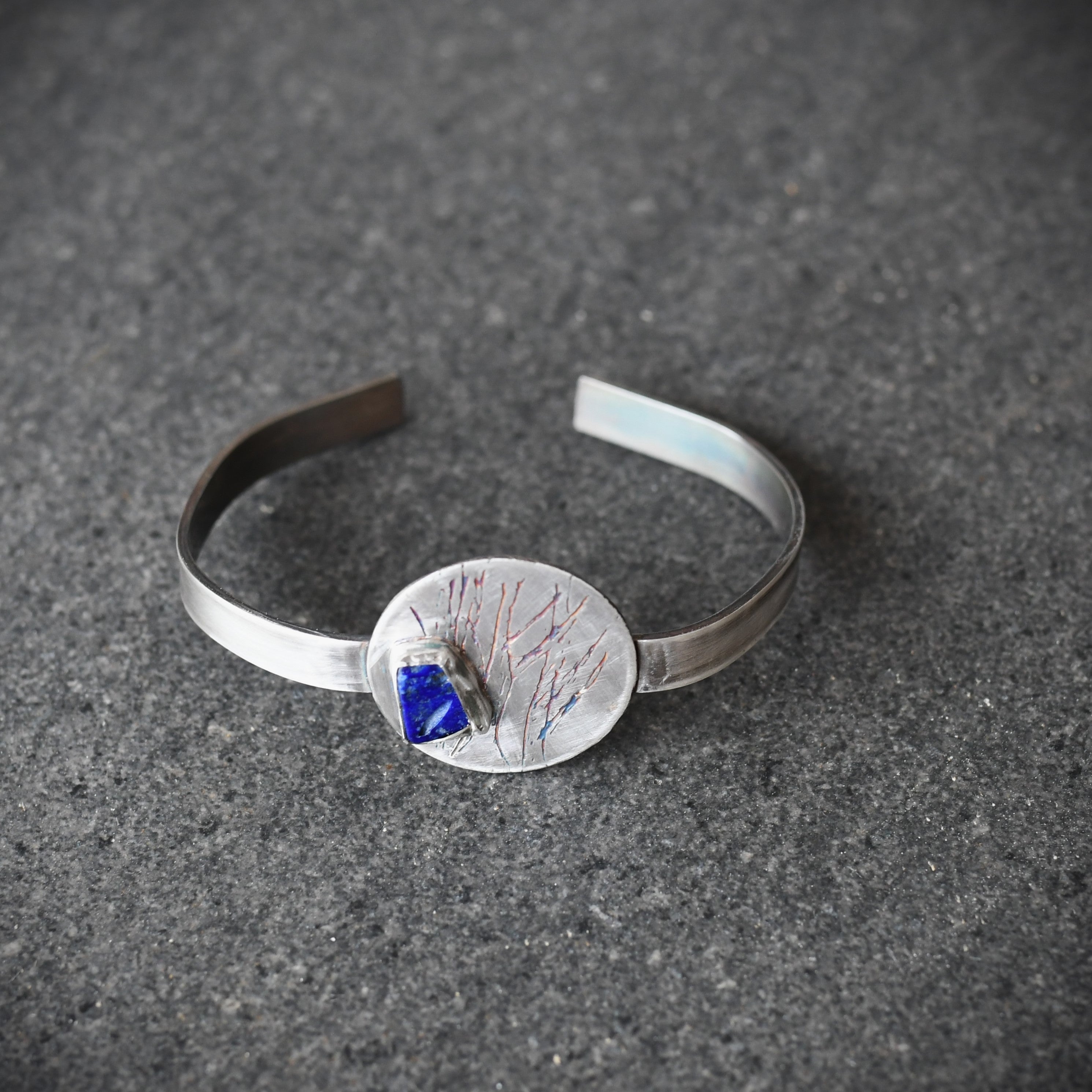 Through the Trees Lapis Lazuli and silver cuff bracelet