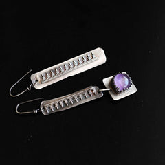 Odd pair of Amethyst silver earrings