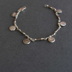 Silver Rustic Pebble Charm Bracelet