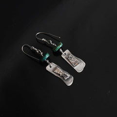 Organic Silver Turquoise Earrings