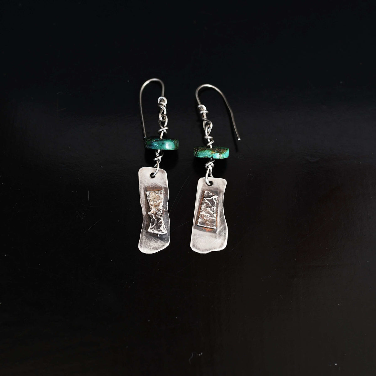 Organic Silver Turquoise Earrings